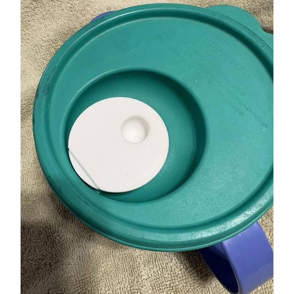 2-Tupperware Crystalwave 16oz Microwave Soup Bowls/Mugs-Blue w/Green Vented Lids